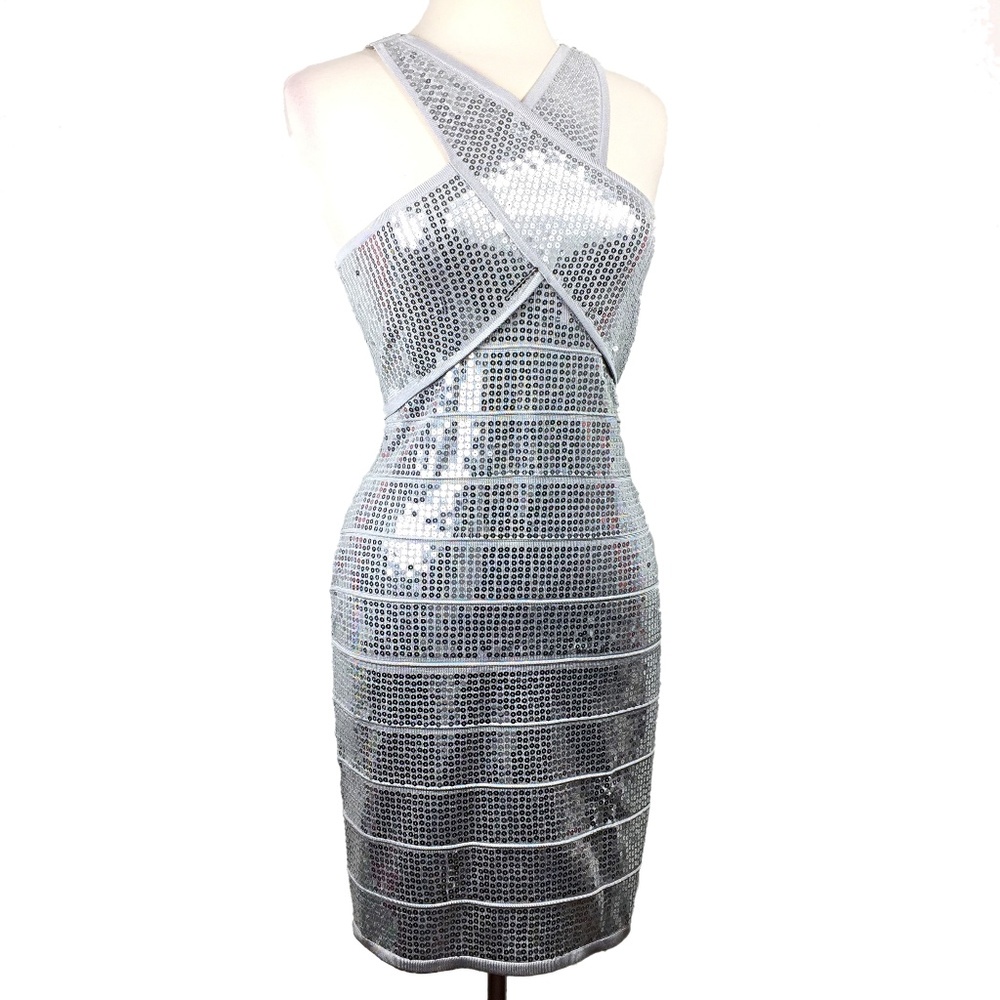 2B Bebe Sequins Halter Bodycon Dress